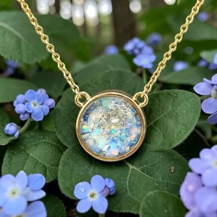 Glass “Dionara” Necklace • 10mm Glass Cremation Ash Necklace with Two Loops