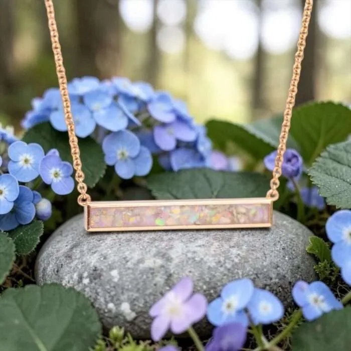 Resin “Hera” Necklace • 28x3mm Skinny Bar Cremation Ash Necklace