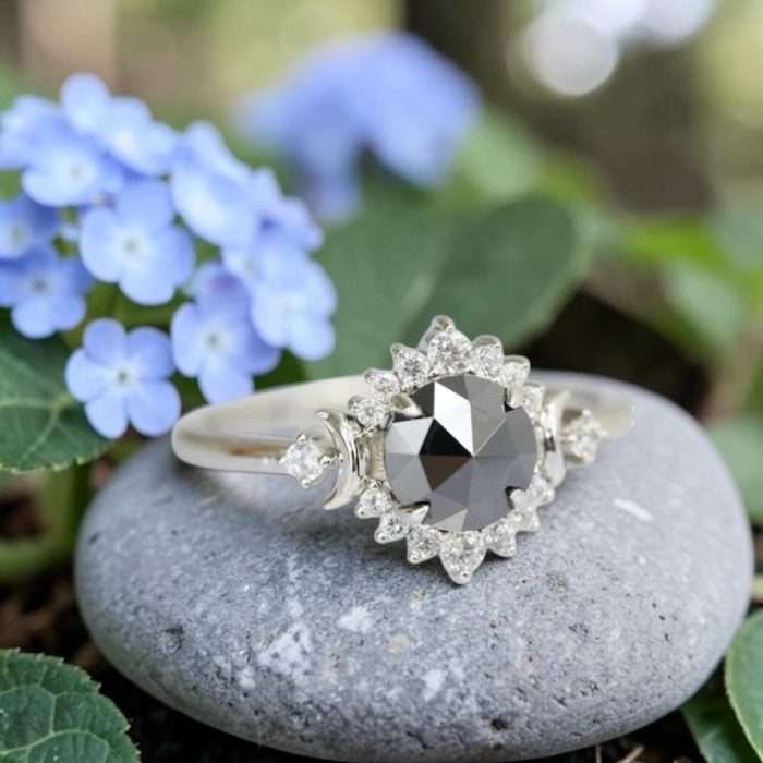 The “Selena” Ring • Rose Cut Celestial Moissanite Cremation Ring for Ashes