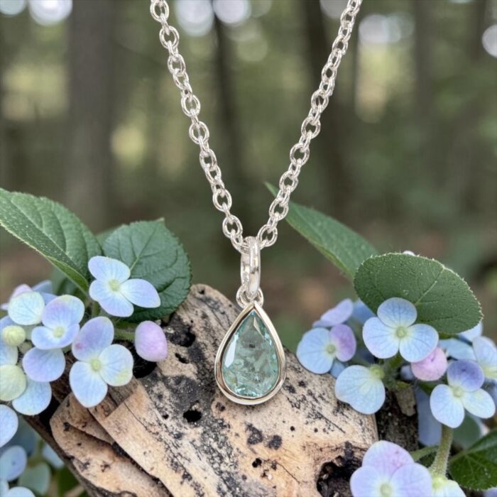 The “Zoey” Necklace • 4x6mm Pear Moissanite Cremation Ash Necklace