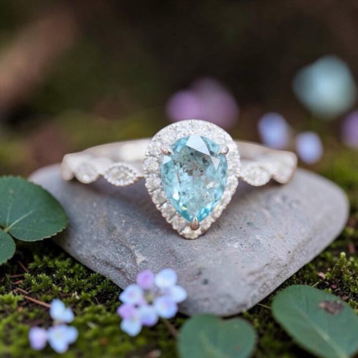 The “Hazel” Ring • 8x6mm Vintage Halo Cremation Ring for Ashes