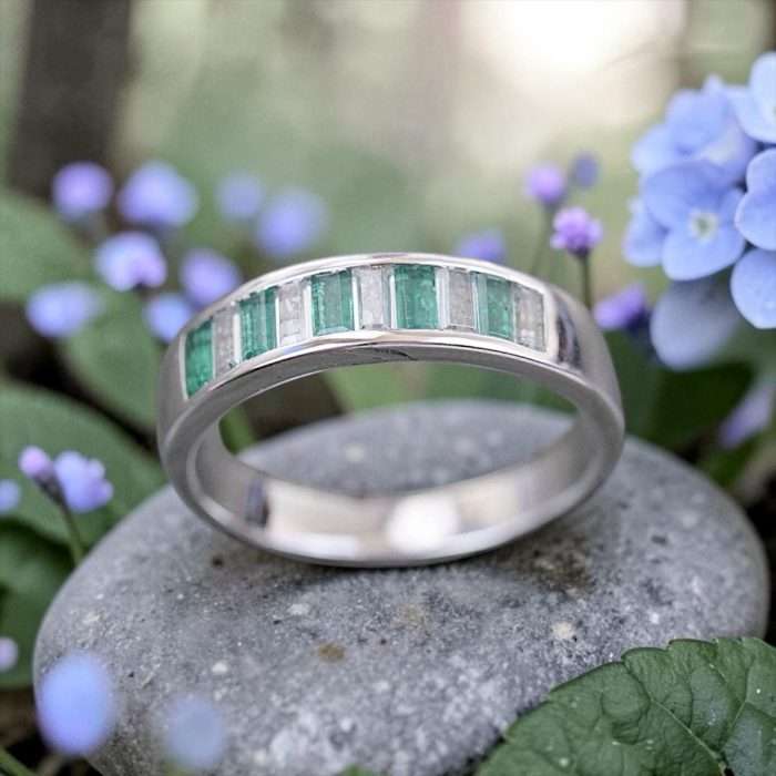 The “Theo” Ring • 6mm Men’s Baguette Band Cremation Ring for Ashes