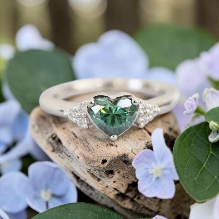 The “Tracy” Ring • Three Stone Cluster Accent Cremation Ring for Ashes