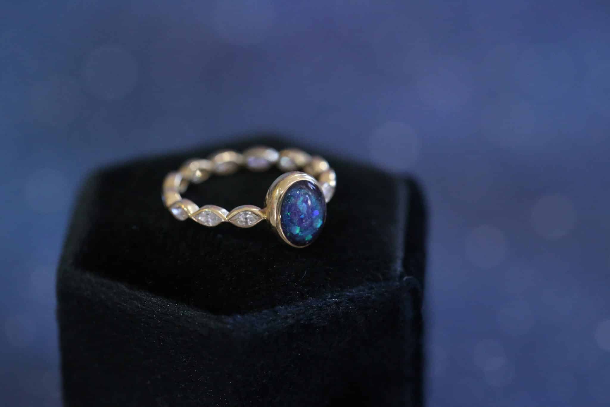 Glass “Judith” Ring • 8x6mm Oval Glass Marquise Band Cremation Ring for Ashes