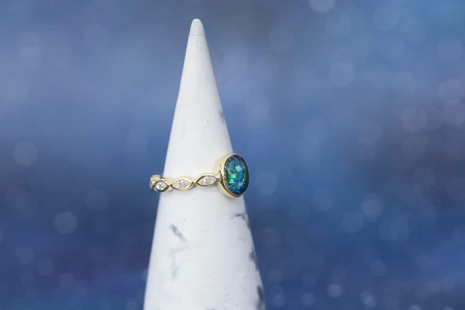 Glass “Judith” Ring • 8x6mm Oval Glass Marquise Band Cremation Ring for ...