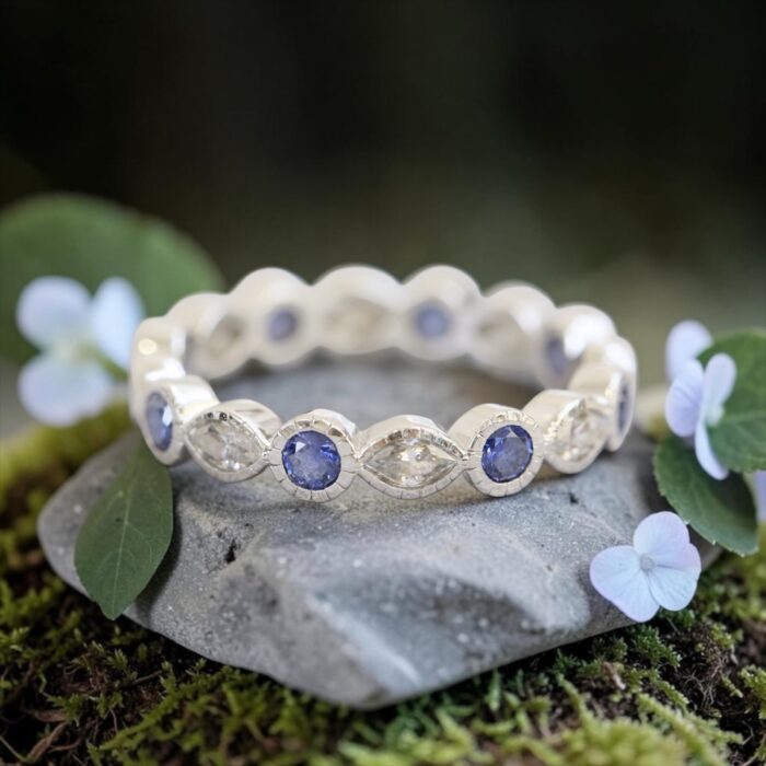 The “Emma” XL Ring • Marquise and Round Eternity Band Cremation Ring for Ashes