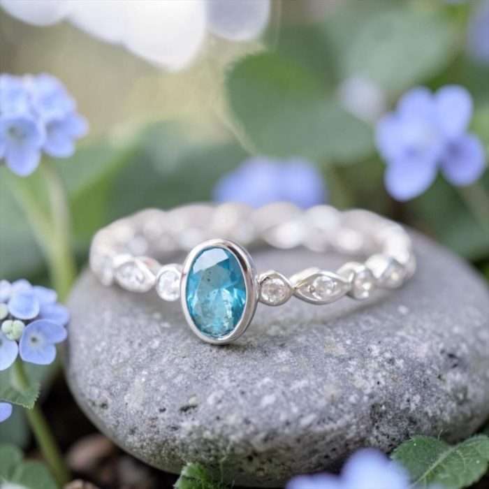 The “Carrera” Ring • 6mm Round Eternity Band Gemstone Cremation Ring for Ashes