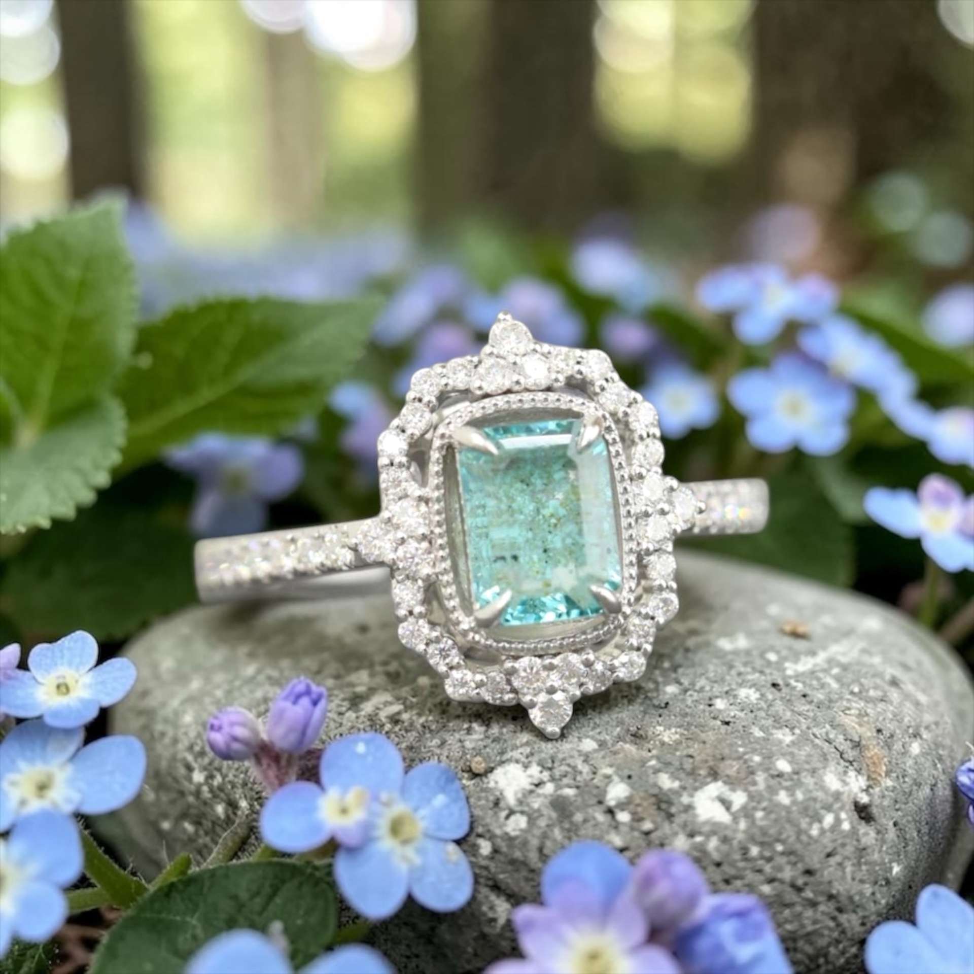 The “Genevieve” Ring • 8x6mm Vintage Gemstone Cremation Ring for