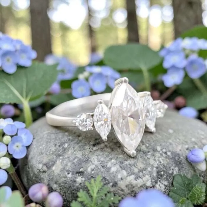 The "Gabrielle” Ring • 12x6mm Marquise Cremation Ring for Ashes