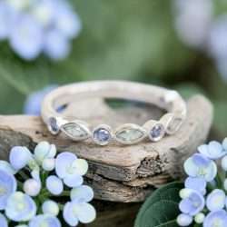 The “Juliet” Ring • Marquise and Round Half Eternity Band Cremation Ring for Ashes