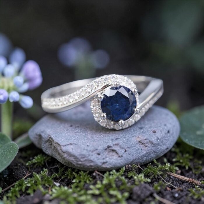 The “Alexis” Ring • 6mm Spiral Halo Cremation Ring for Ashes