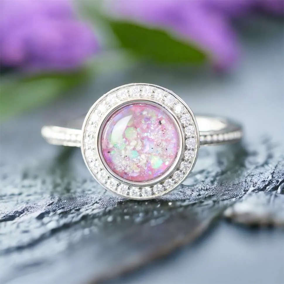photoroom_20240420_224948 High quality hand made solid 14k White gold moissanite opal cremation ring with ashes memorial