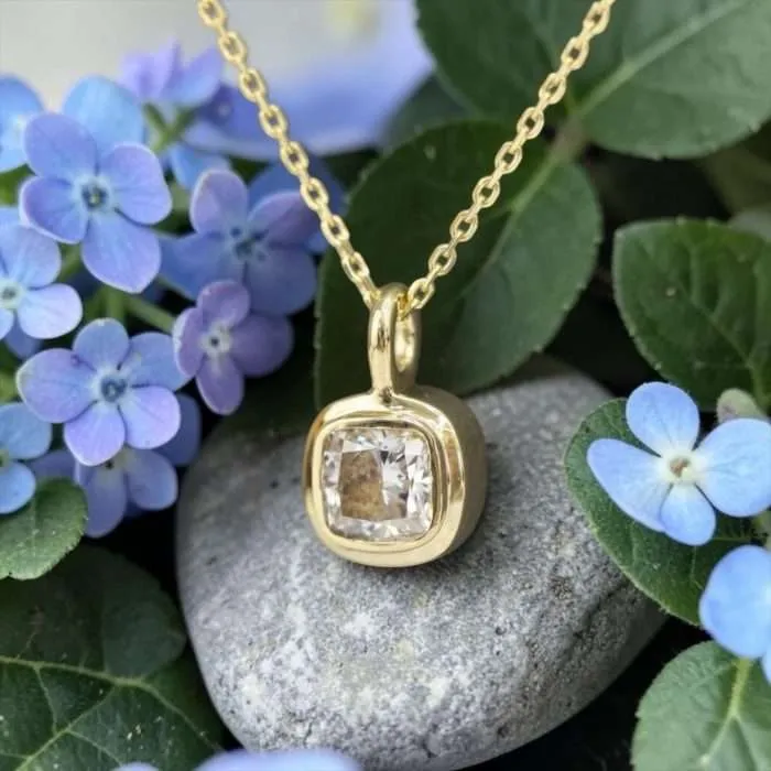 The "Genesis" Necklace β’ Lab Grown Diamond Bezel Set Solitaire Pendant in 14k Gold