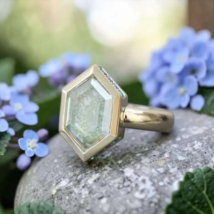 The “Cambria” Ring • Portrait Cut Halo Cremation Ash Ring