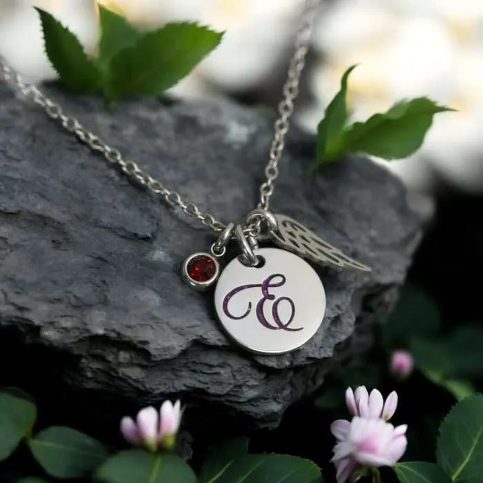 Stainless Steel Ash Inlay Angel Wing Cluster Necklace for Ashes