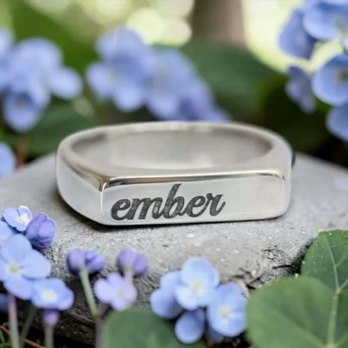 Stainless Steel Inlay Bar Ring • Unisex Ring for Cremation Ashes