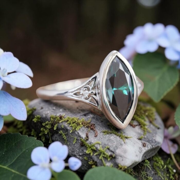 The “Arwyn” Ring • 12x6mm Marquise Celtic Cremation Ring for Ashes