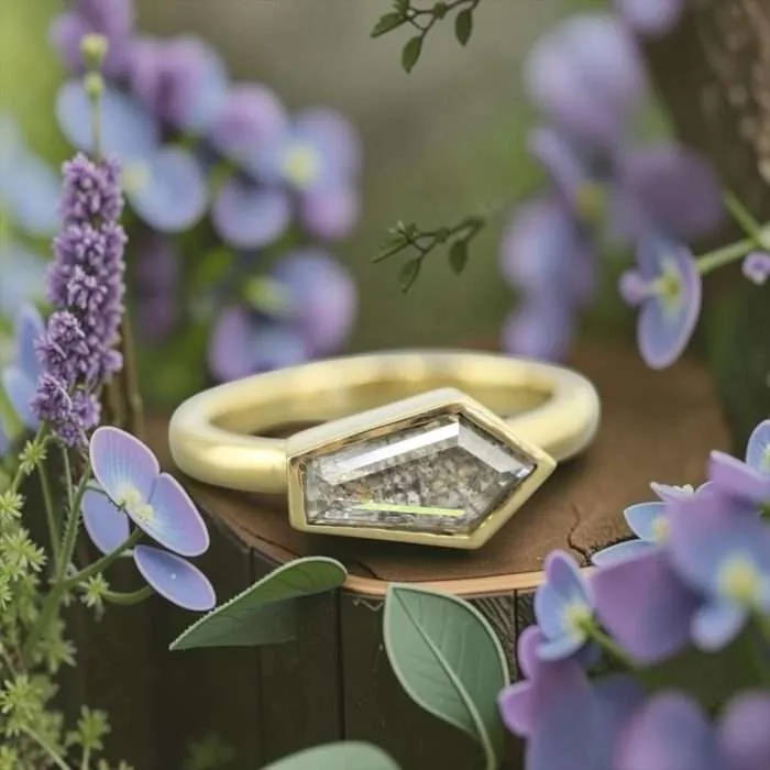 The “Catherine” Ring • Portrait Cut Solitaire Cremation Ring for Ashes
