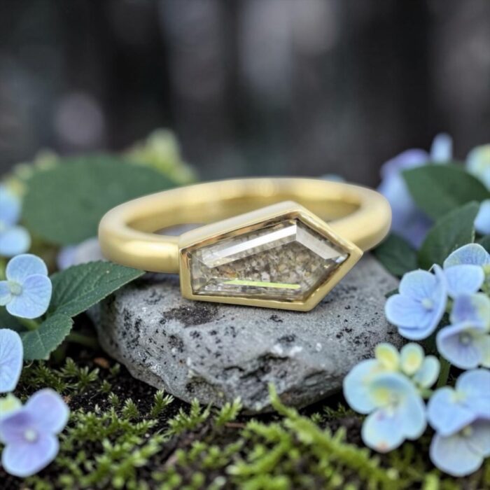 The “Catherine” Ring • Portrait Cut Solitaire Cremation Ring for Ashes