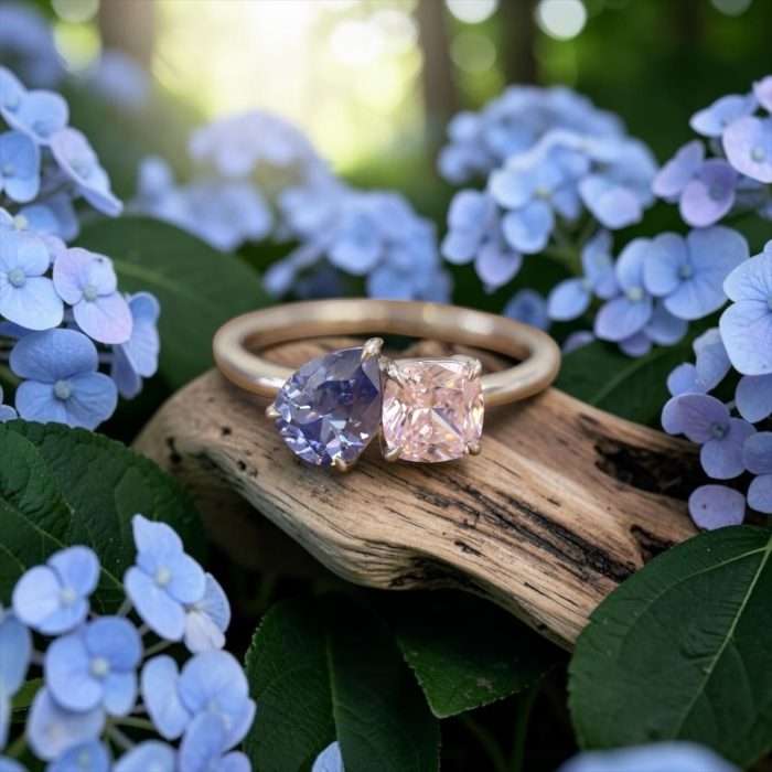 Sample Sale • Sterling Silver • Size 7 • Lilah Ring • Tanzanite and Light Pink CZ